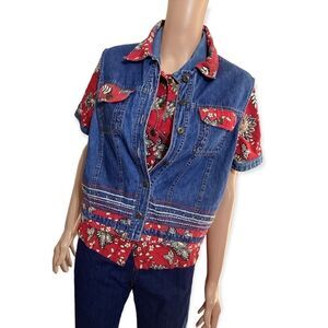 Vintage Sun River Shirt And Denim Vest Set Size: M